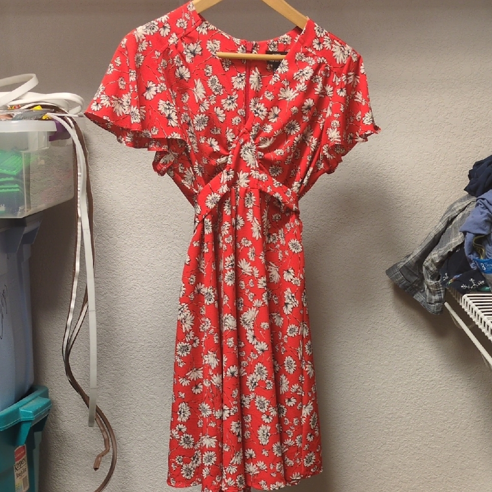 Floral Red Dress